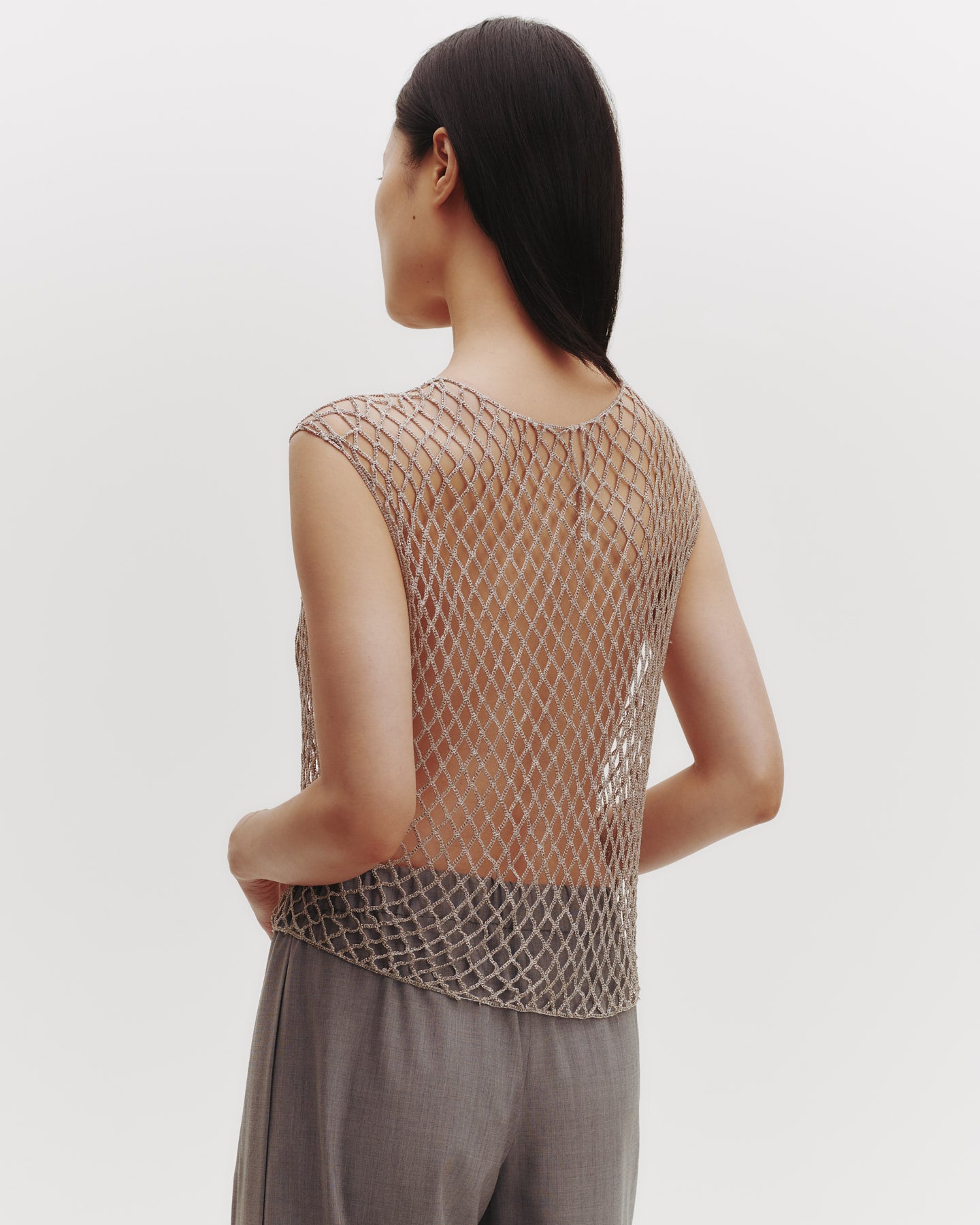 TWP Silver Chloe Top in Woven Mesh view 6