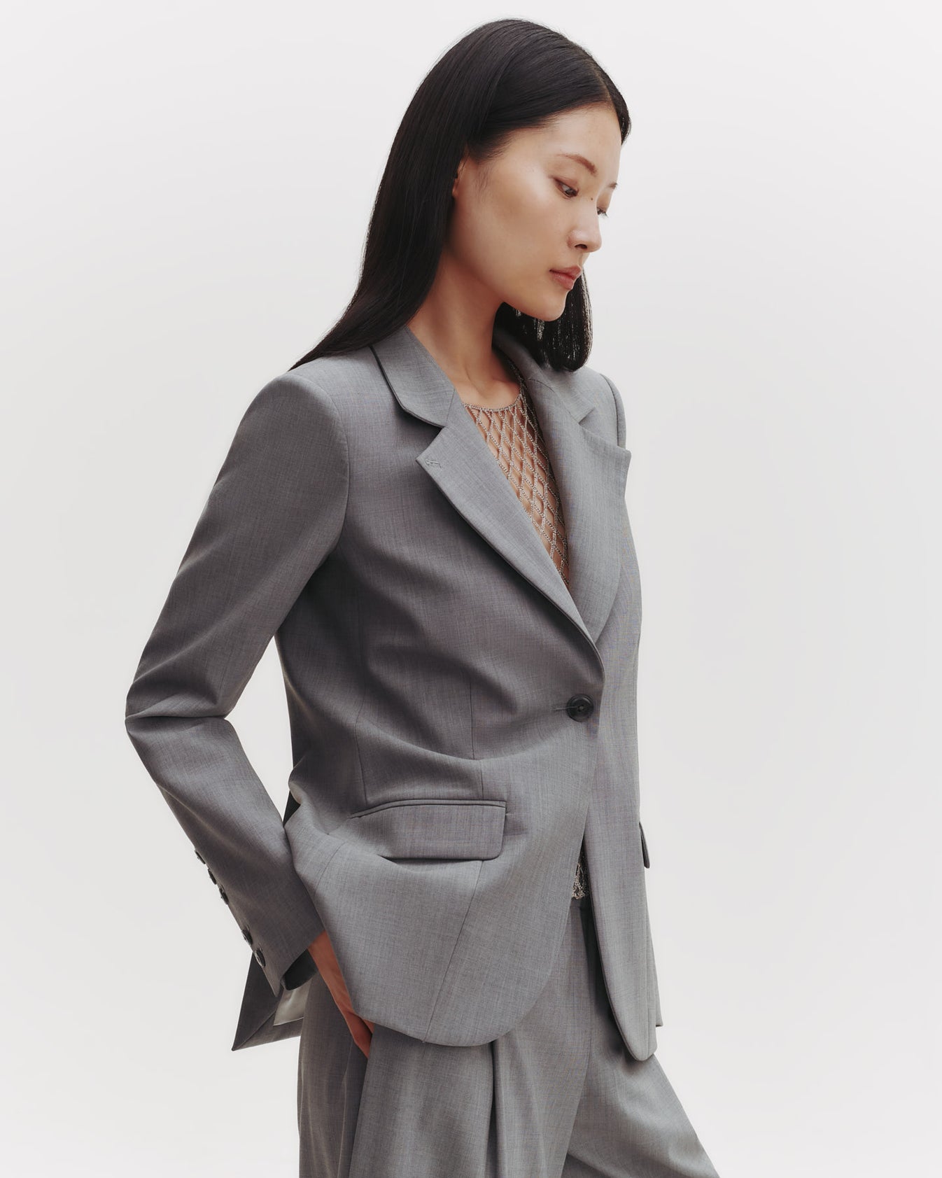 TWP Medium heather grey Supper Jacket in Ultrafine Stretch Suiting view 5