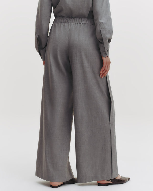 TWP Medium heather grey Eva Pant with Tux Pleat in Ultrafine Stretch Suiting view 5