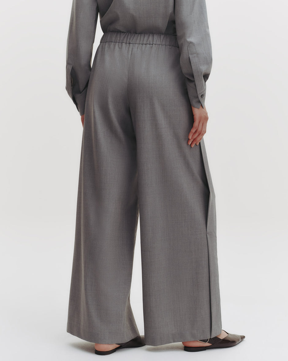 TWP Medium heather grey Eva Pant with Tux Pleat in Ultrafine Stretch Suiting view 7