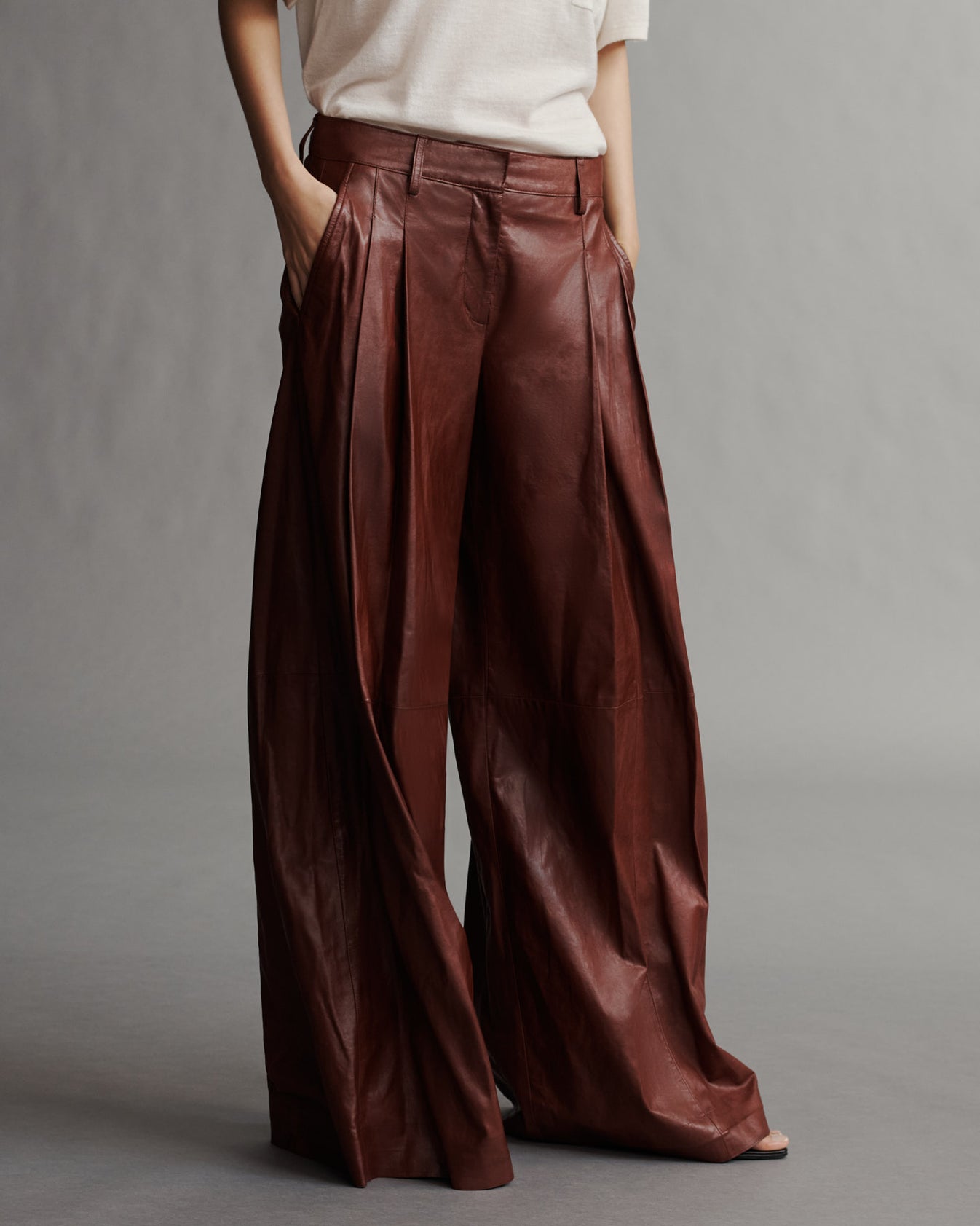 TWP Warm brick Didi Pant in Paper Leather view 1