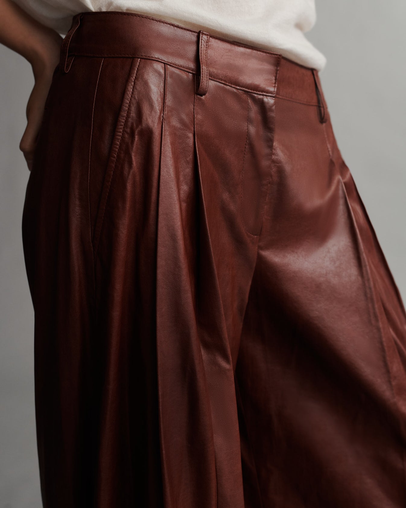 TWP Warm brick Didi Pant in Paper Leather view 5