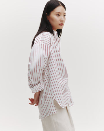 TWP White/red Earl Shirt in Striped Cotton view 4