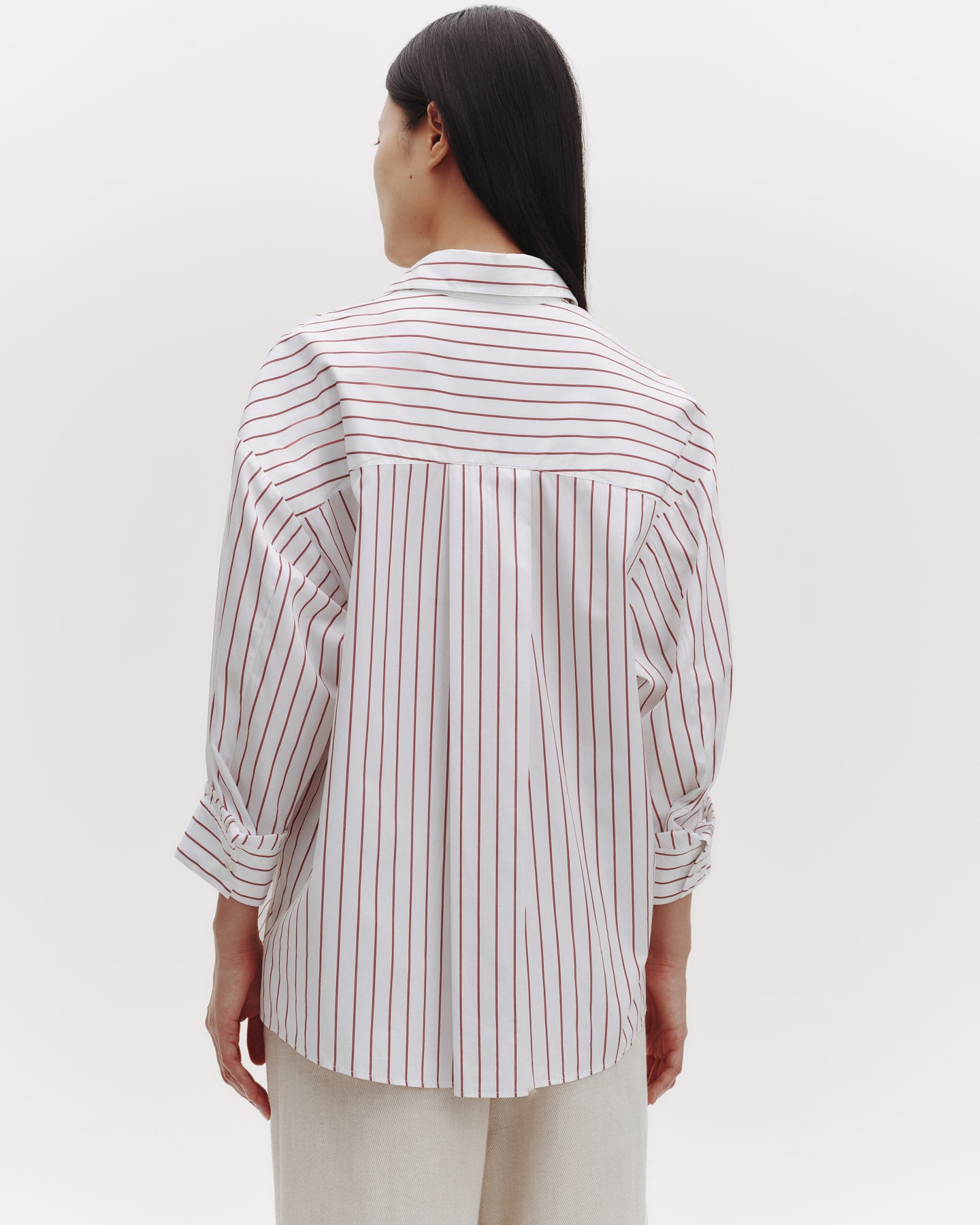 TWP White/red Earl Shirt in Striped Cotton view 4