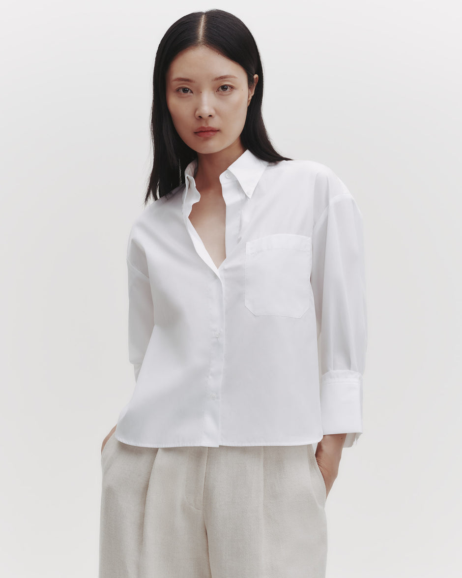 TWP White J.D. Shirt in Oxford Cotton Shirting view 3