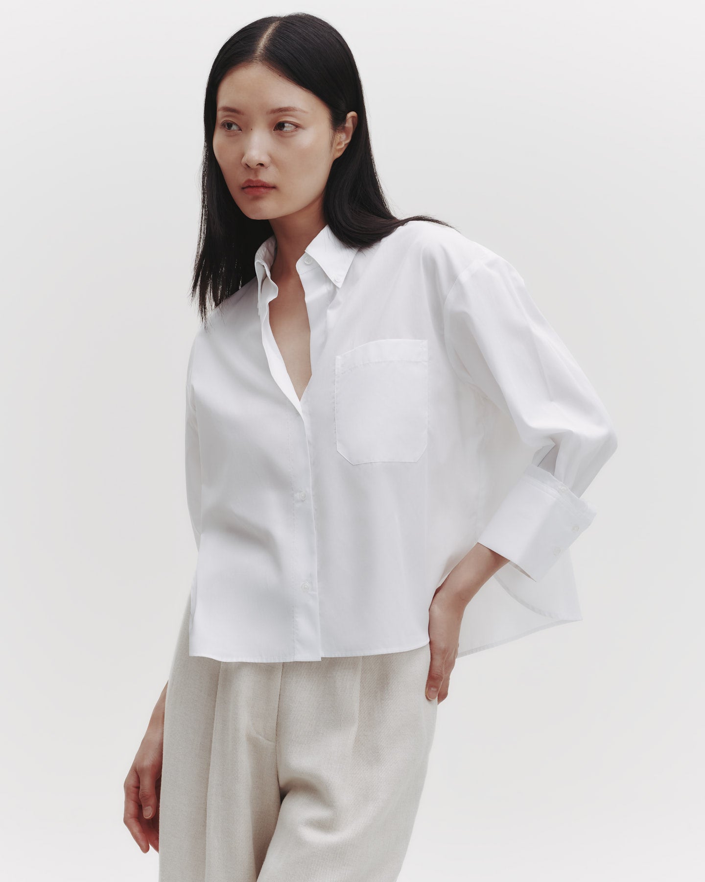 TWP White J.D. Shirt in Oxford Cotton Shirting view 3