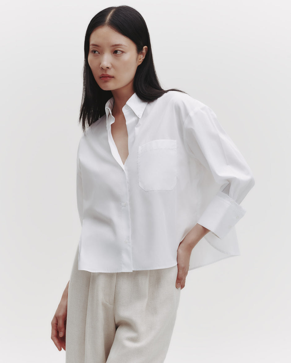 TWP White J.D. Shirt in Oxford Cotton Shirting view 4