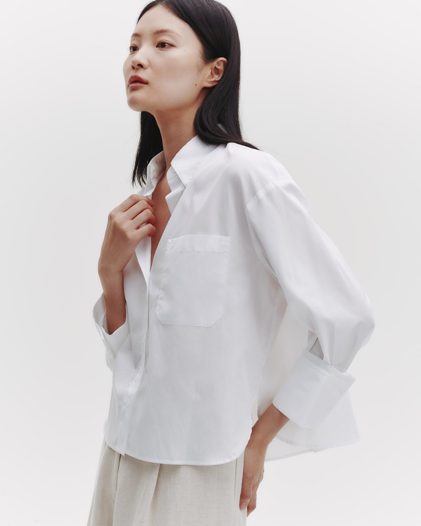 TWP White J.D. Shirt in Oxford Cotton Shirting view 1