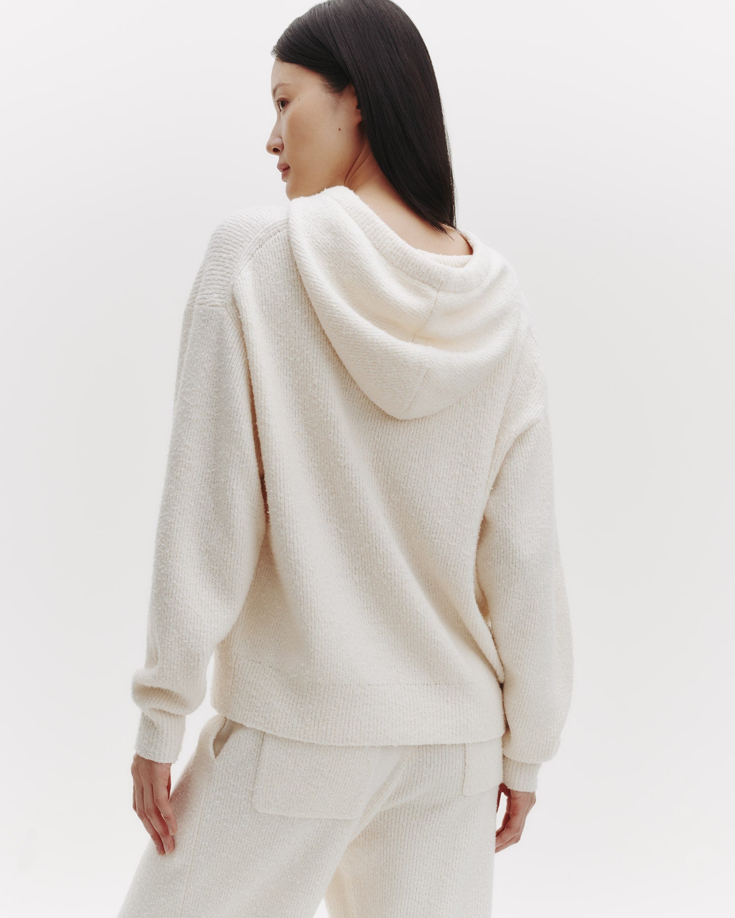 TWP Cream Hoodie in Nubby Cashmere Silk view 4