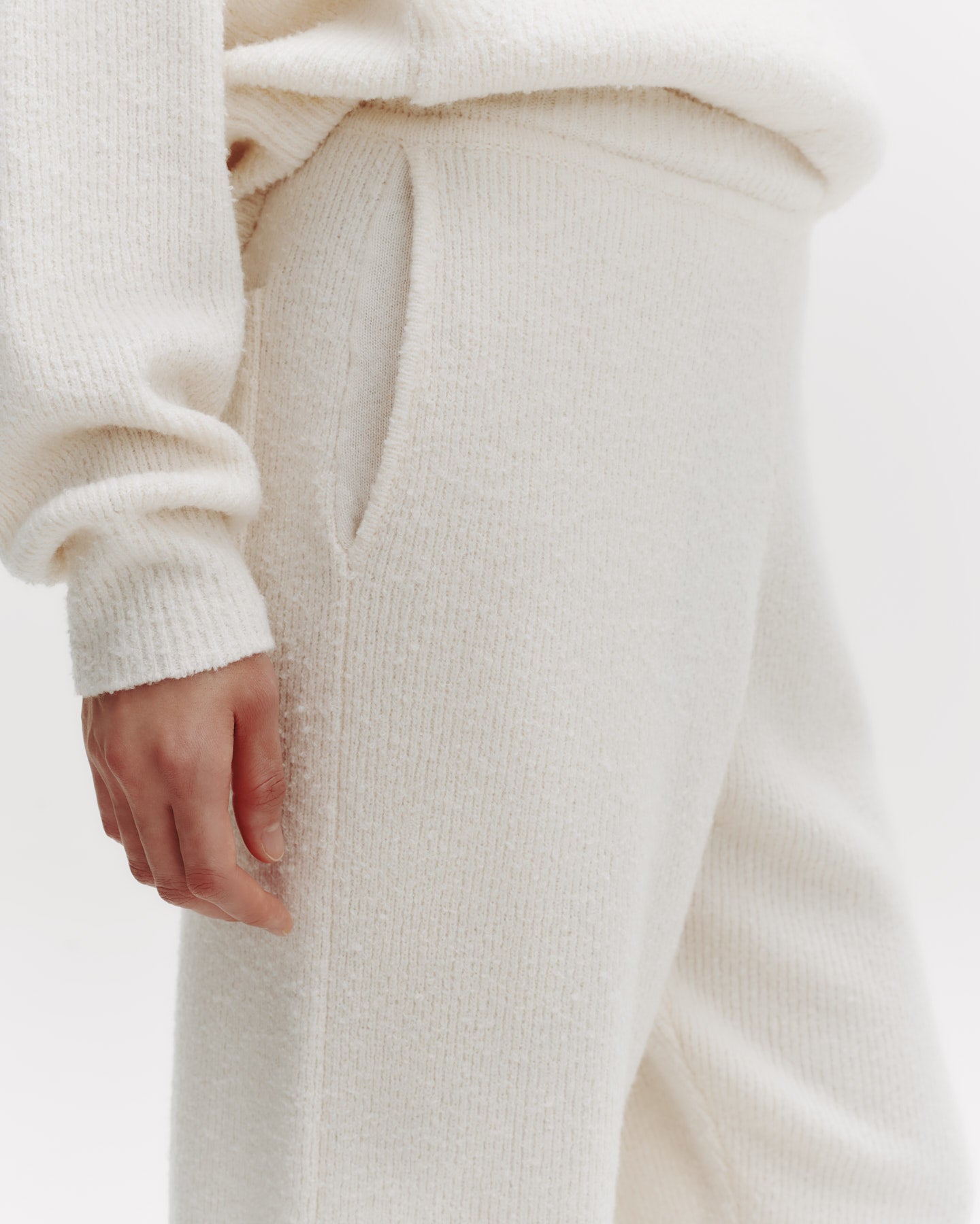 TWP Cream Sweatpant in Nubby Cashmere Silk view 2