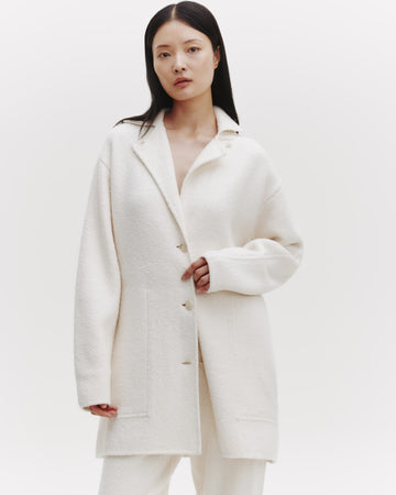 TWP Cream Car Coat in Nubby Cashmere Silk view 4