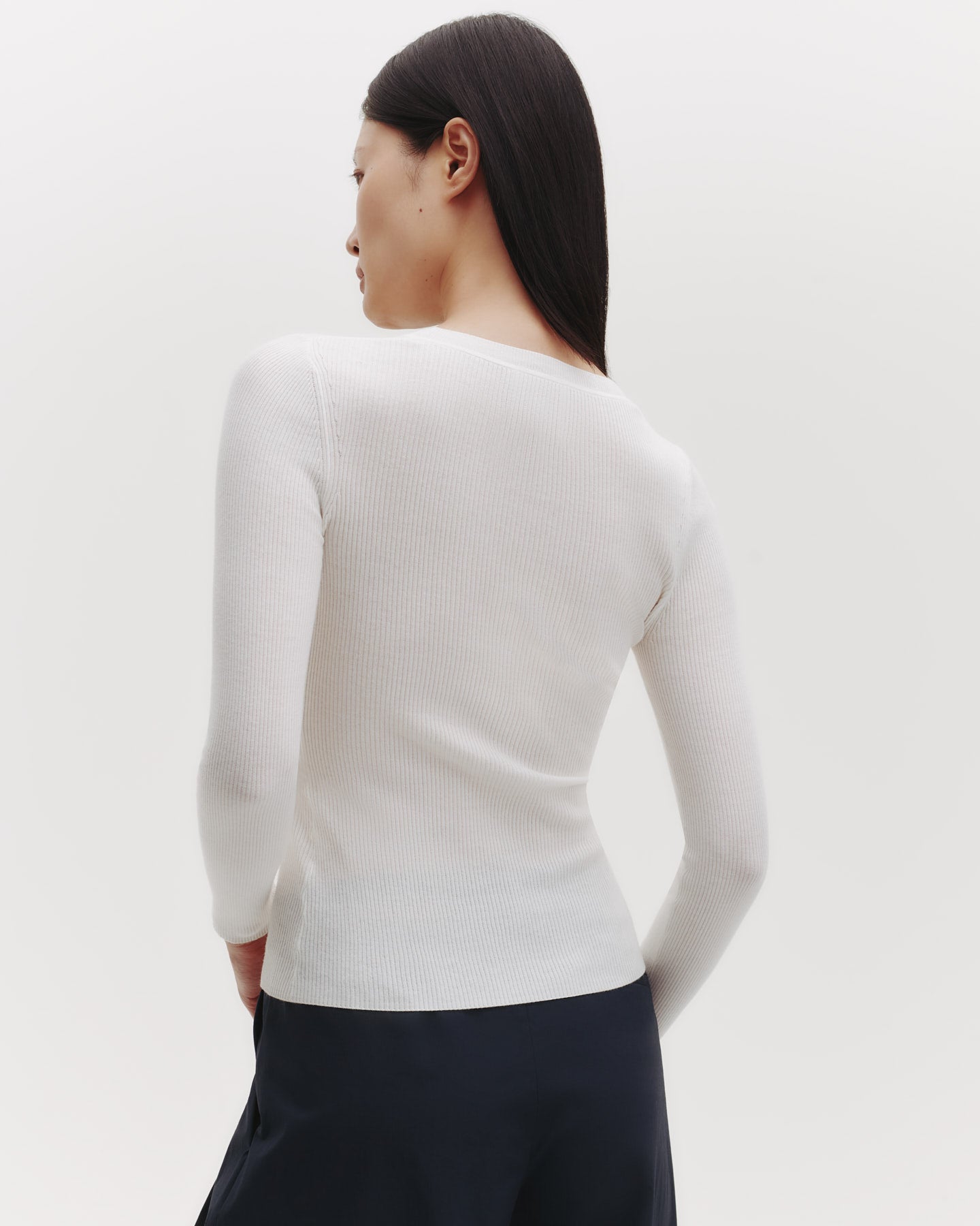 TWP Ivory Knit Crewneck in Cotton Rib view 6