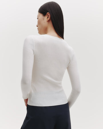 TWP Ivory Knit Crewneck in Cotton Rib view 7