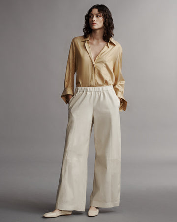 TWP Creama / mahogany Eva Pant with Tux Stripe in Paper Leather view 8