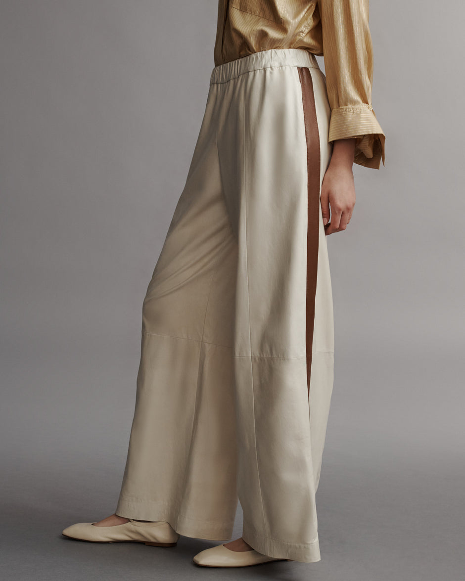 TWP Creama / mahogany Eva Pant with Tux Stripe in Paper Leather view 5