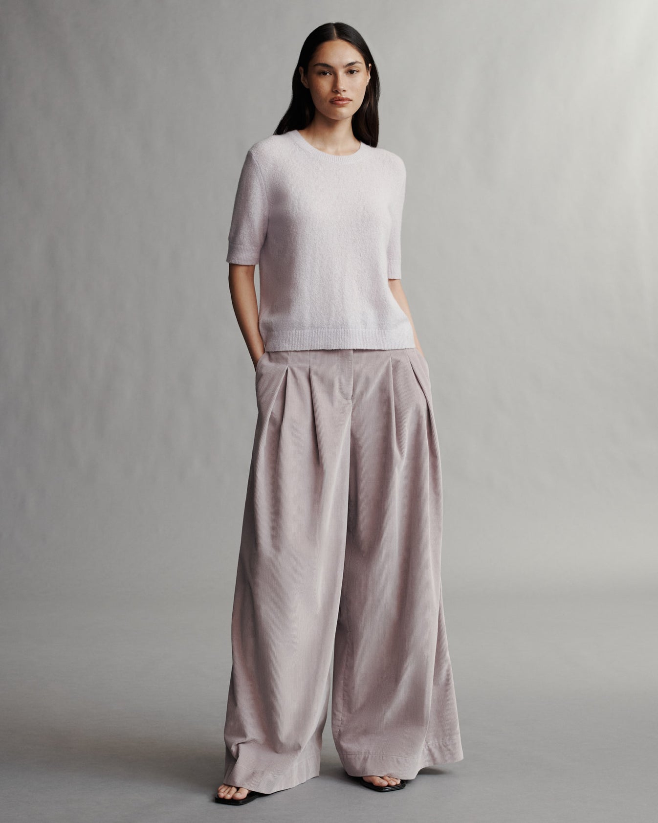 TWP Lilac tint Audrey Crewneck in Nubby Cashmere view 3