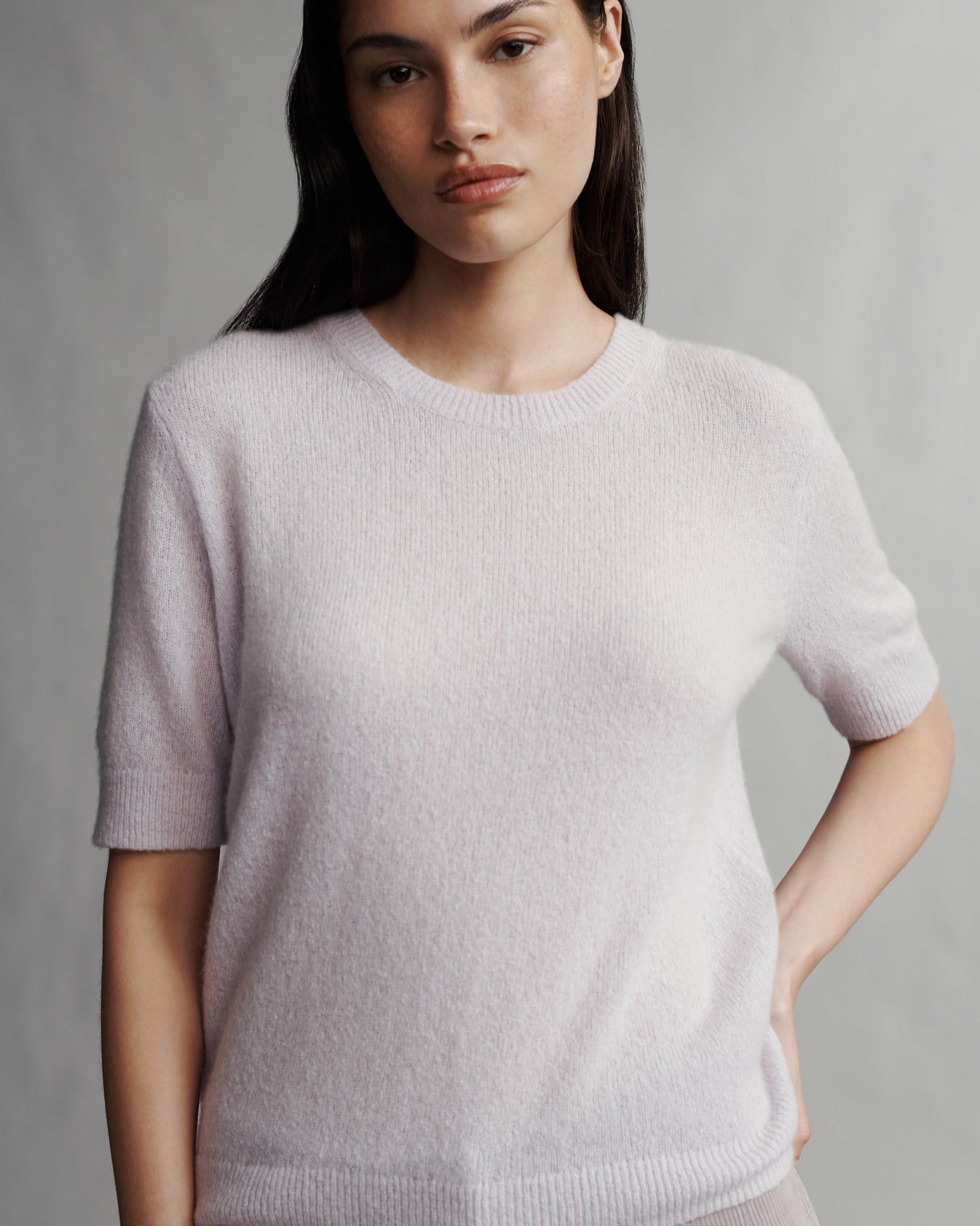 TWP Lilac tint Audrey Crewneck in Nubby Cashmere view 4