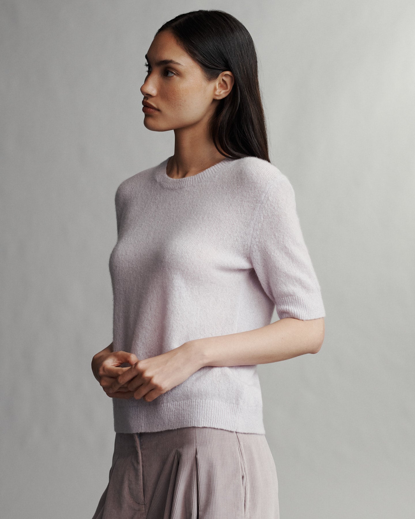 TWP Lilac tint Audrey Crewneck in Nubby Cashmere view 1