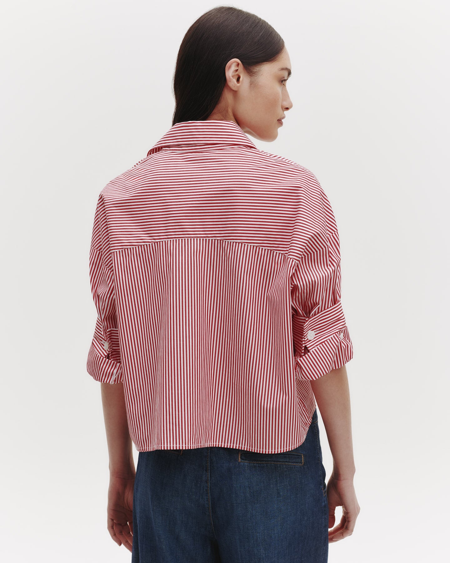 TWP Red / white Next Ex Shirt in Striped Cotton view 4