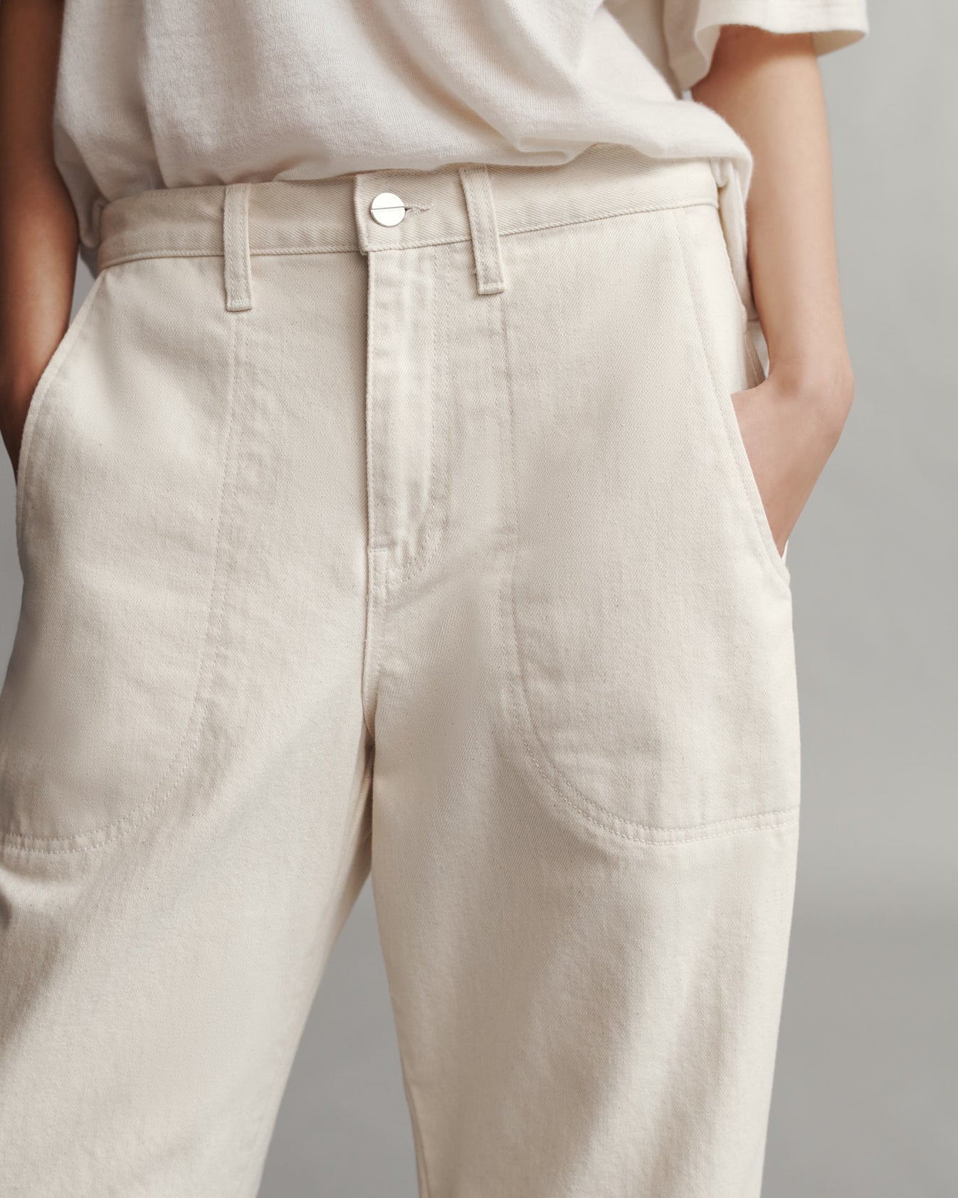 TWP Natural Jetties Beach Pant in Natural Denim view 3