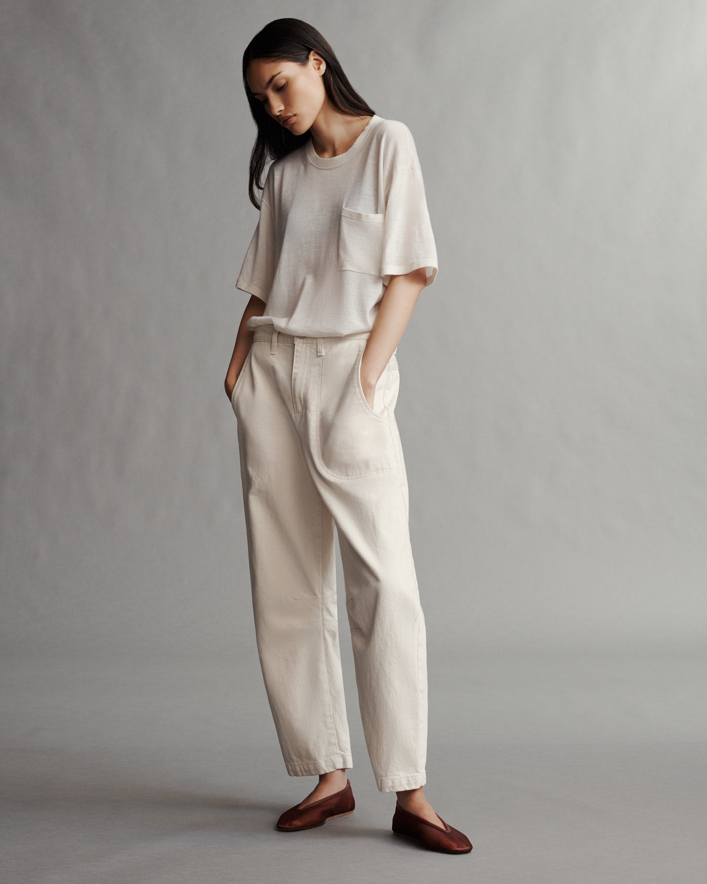 TWP Natural Jetties Beach Pant in Natural Denim view 2