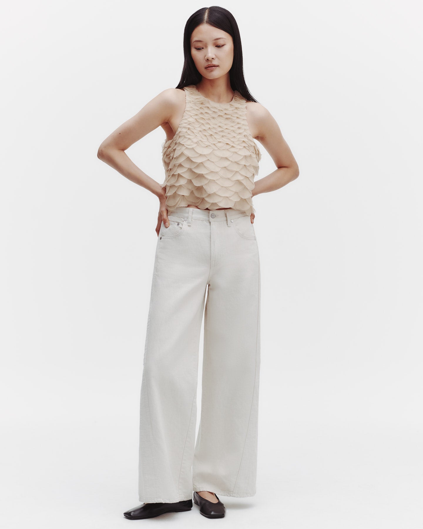 TWP Khaki Shell Top with Silk Organza Fishscales view 3