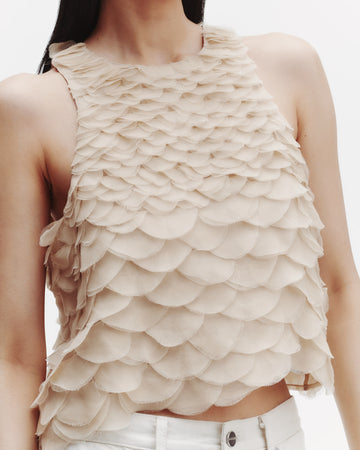 TWP Khaki Shell Top with Silk Organza Fishscales view 10