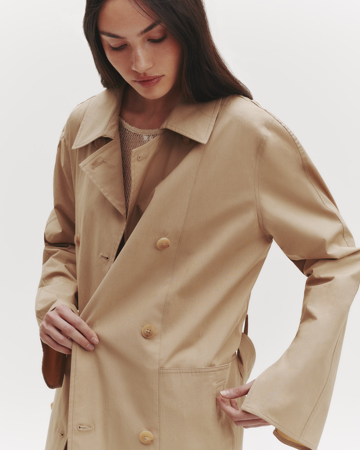 TWP British khaki Back and Forth Trench in Dense Cotton Poplin view 1