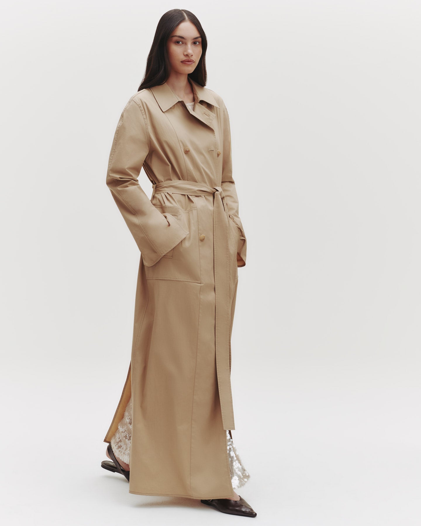 TWP British khaki Back and Forth Trench in Dense Cotton Poplin view 2