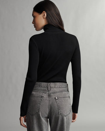 TWP Black Knit Turtleneck in Merino Wool view 4