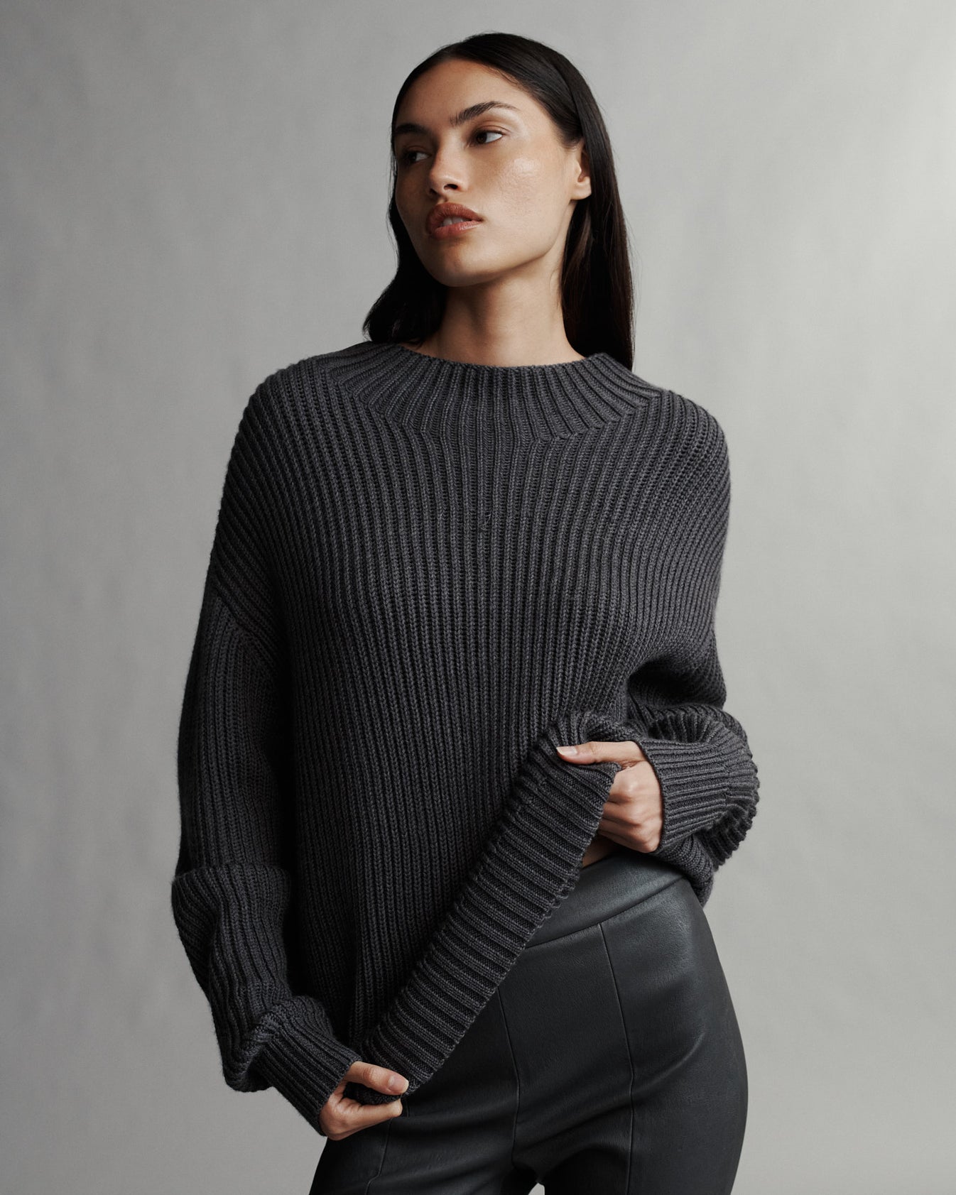 TWP Charcoal Macie Sweater with Zippers in Harmony Italian Wool view 1