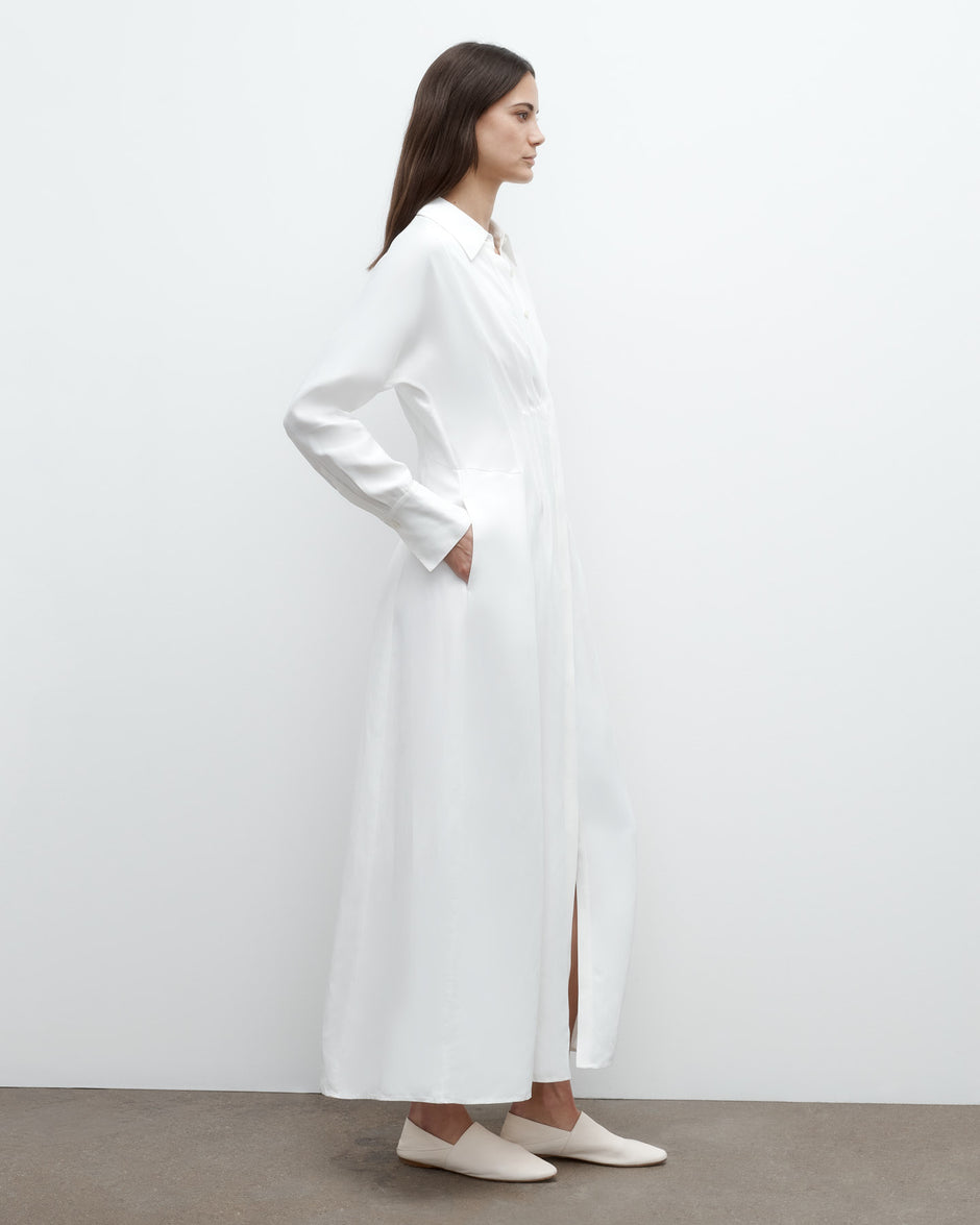 TWP White Main Street After Midnight Dress in Coated Viscose Linen view 4