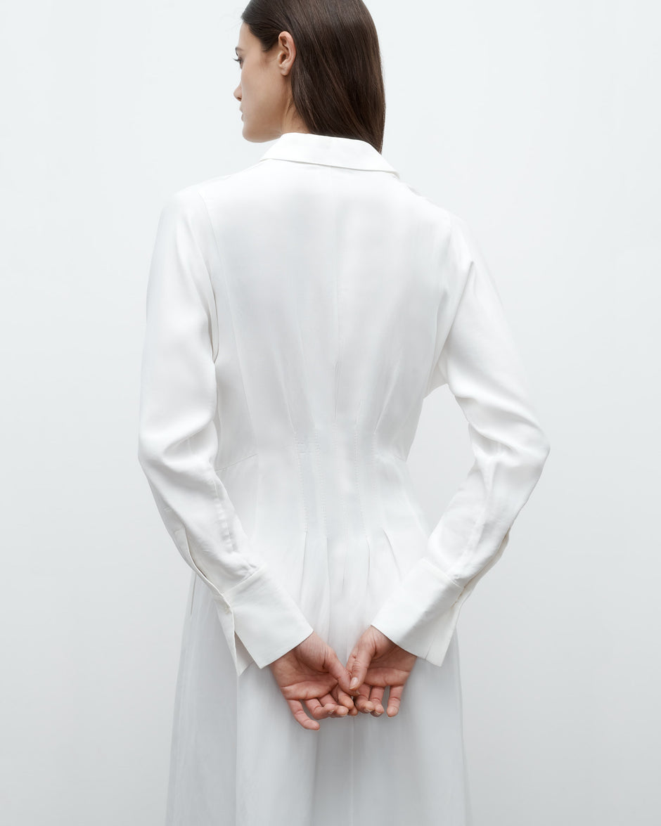 TWP White Main Street After Midnight Dress in Coated Viscose Linen view 6