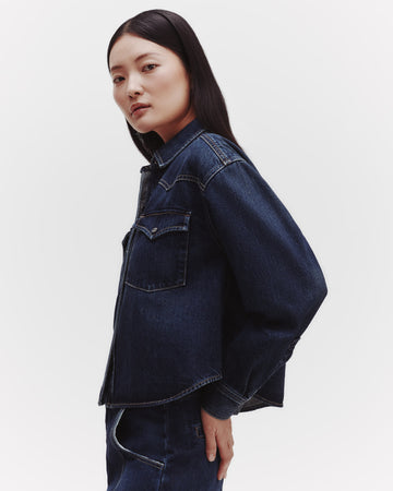 TWP Dark wash Cropped OG Shirt in Denim view 2