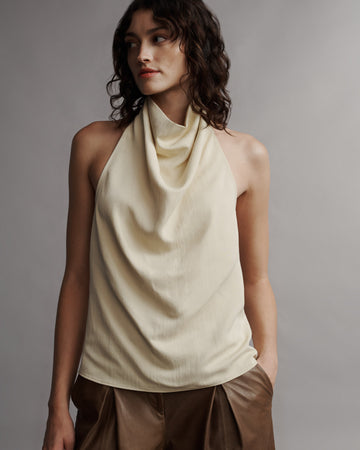 TWP French butter Friday Night Top in Coated Viscose Linen view 3