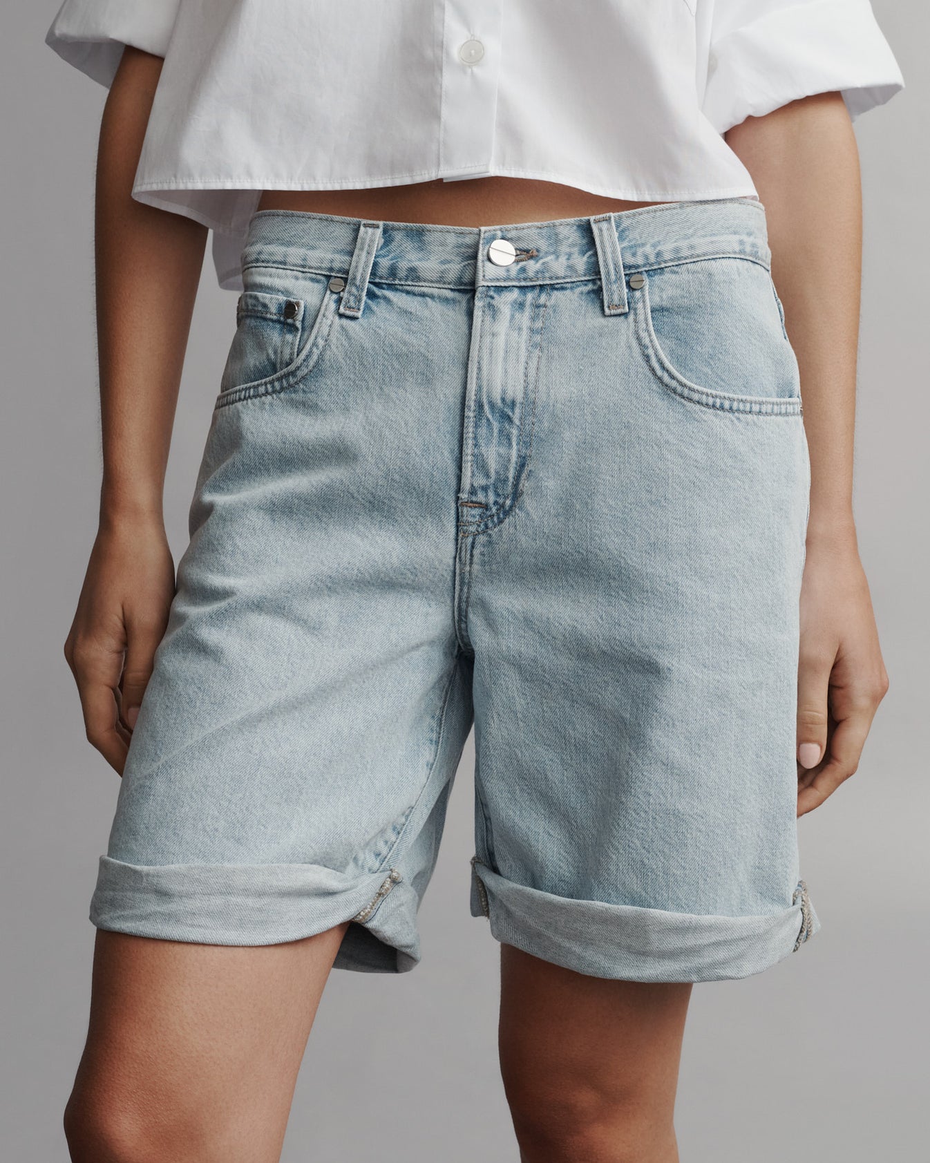 TWP Light wash Timmie Short in Light Washed Denim view 1