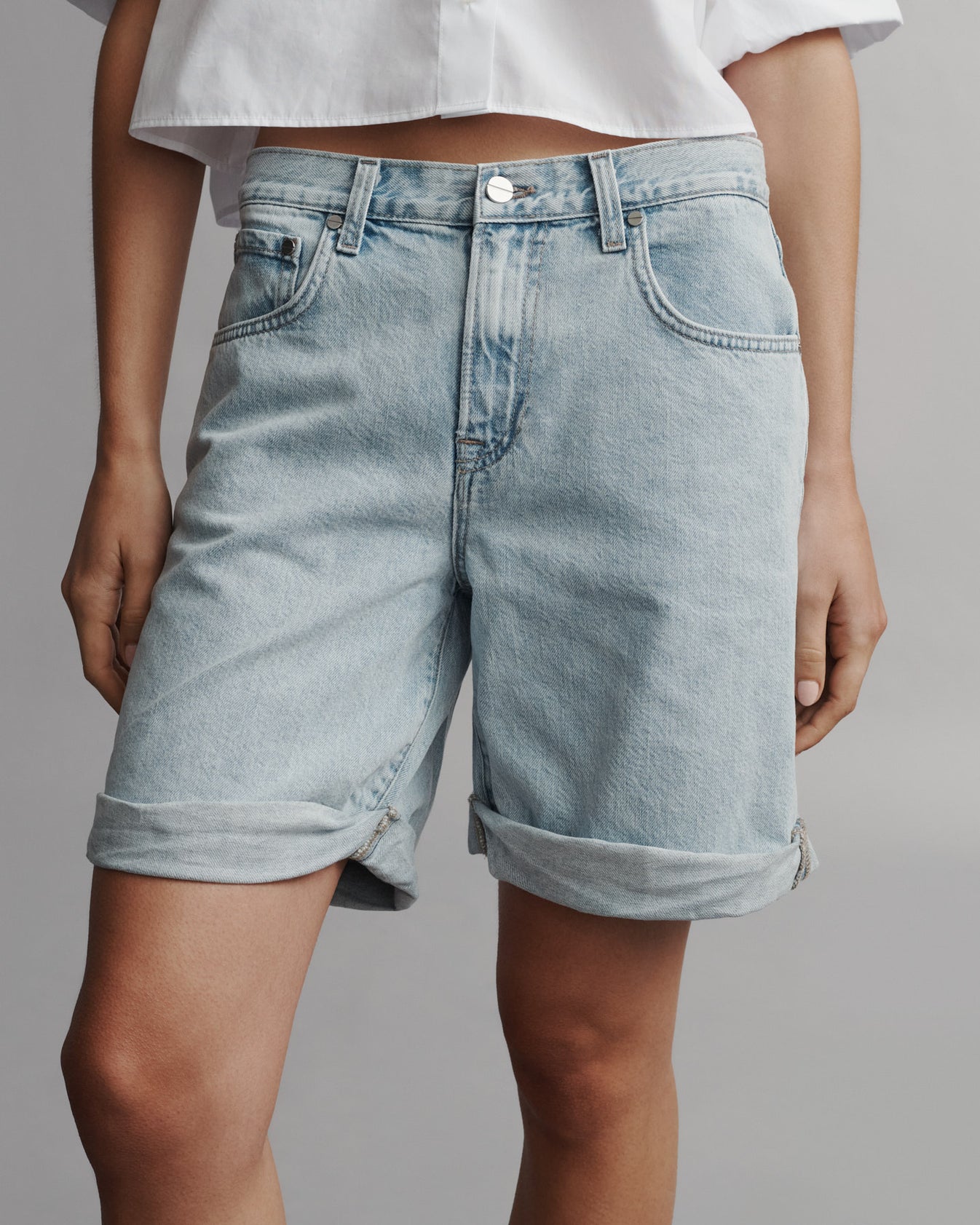 TWP Light wash Timmie Short in Light Washed Denim view 3