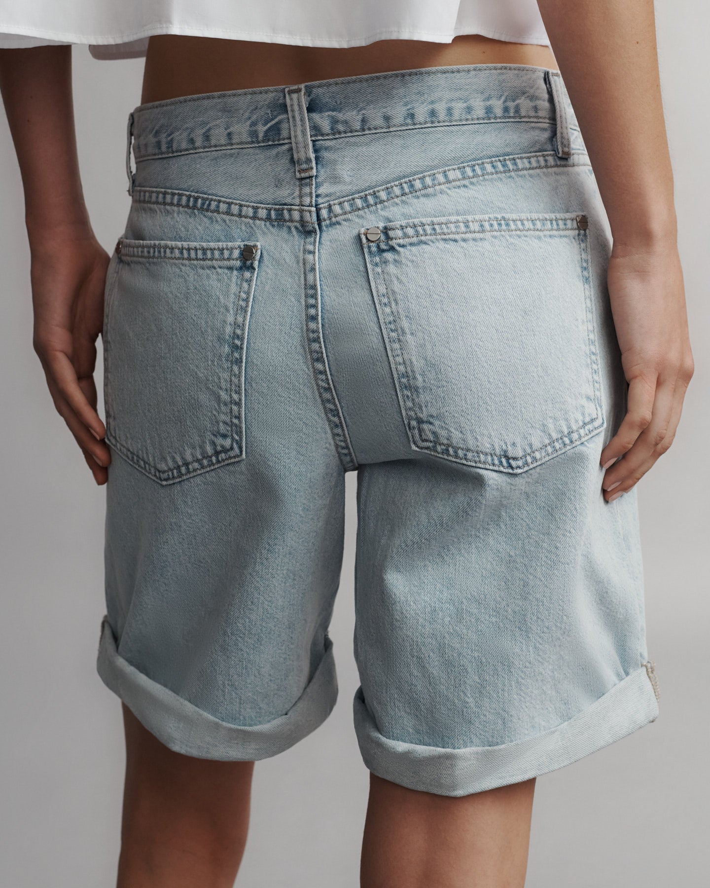 TWP Light wash Timmie Short in Light Washed Denim view 5