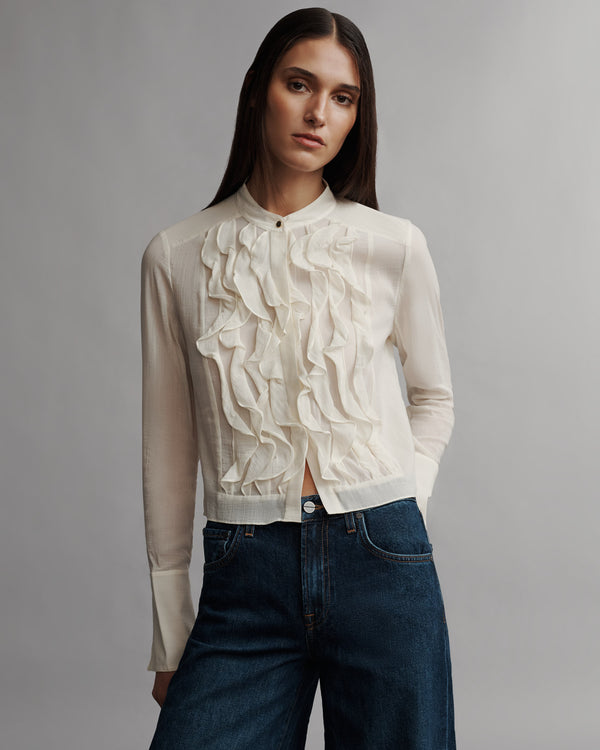 TWP Ivory Patti shirt in crinkled silk cotton voile view 2