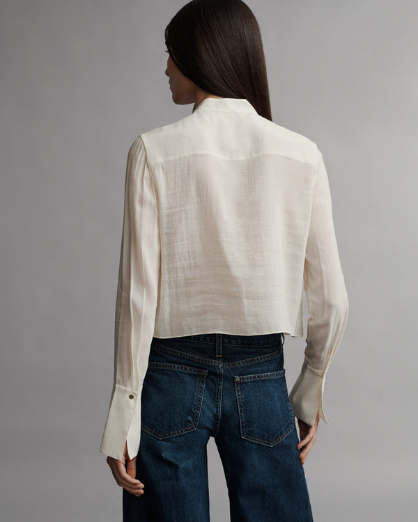 TWP Ivory Patti shirt in crinkled silk cotton voile view 5