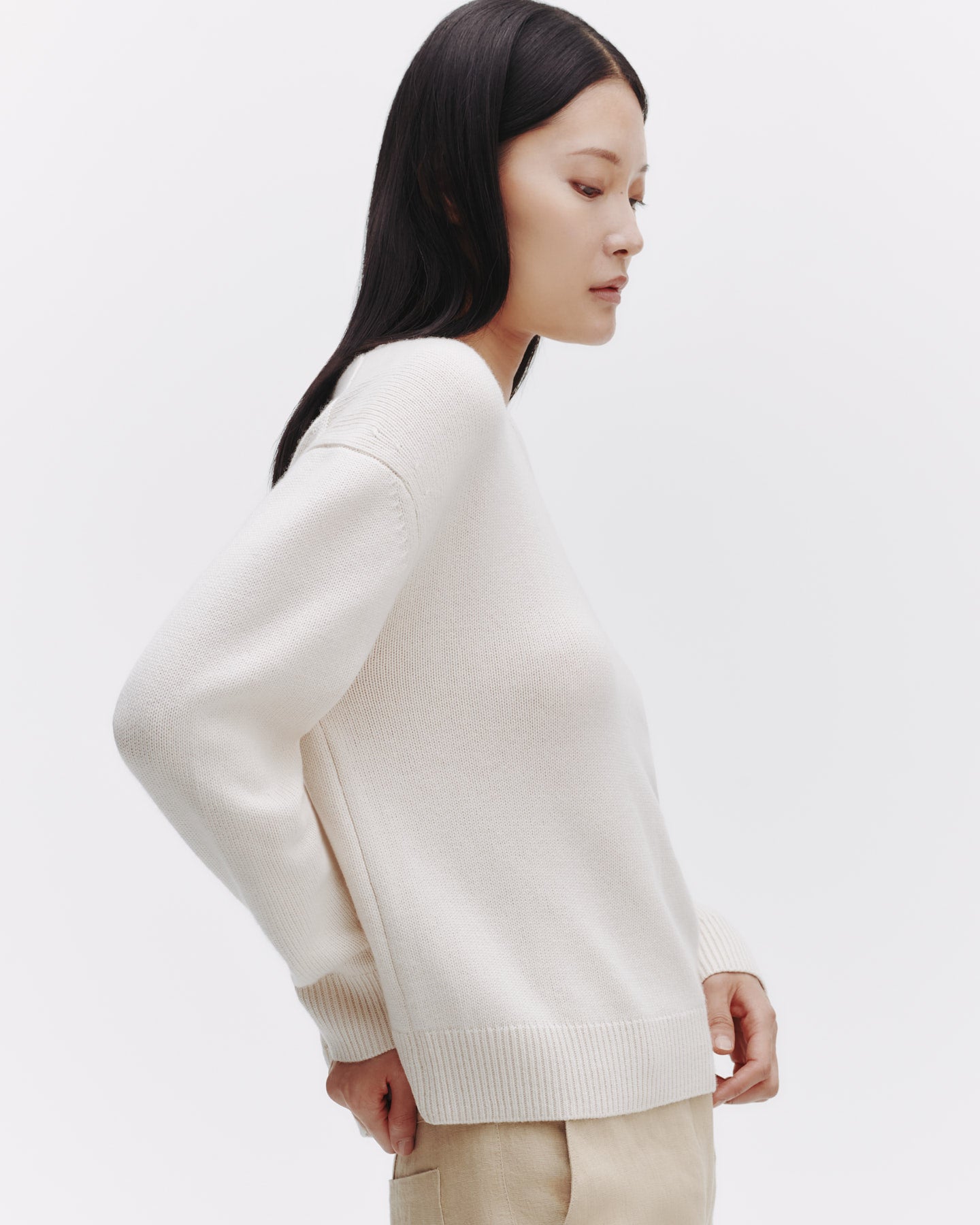 TWP Ivory Boy Crewneck in Cashmere view 3