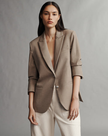 TWP Sandstone Boyfriend Blazer in Light Wool Suiting view 2