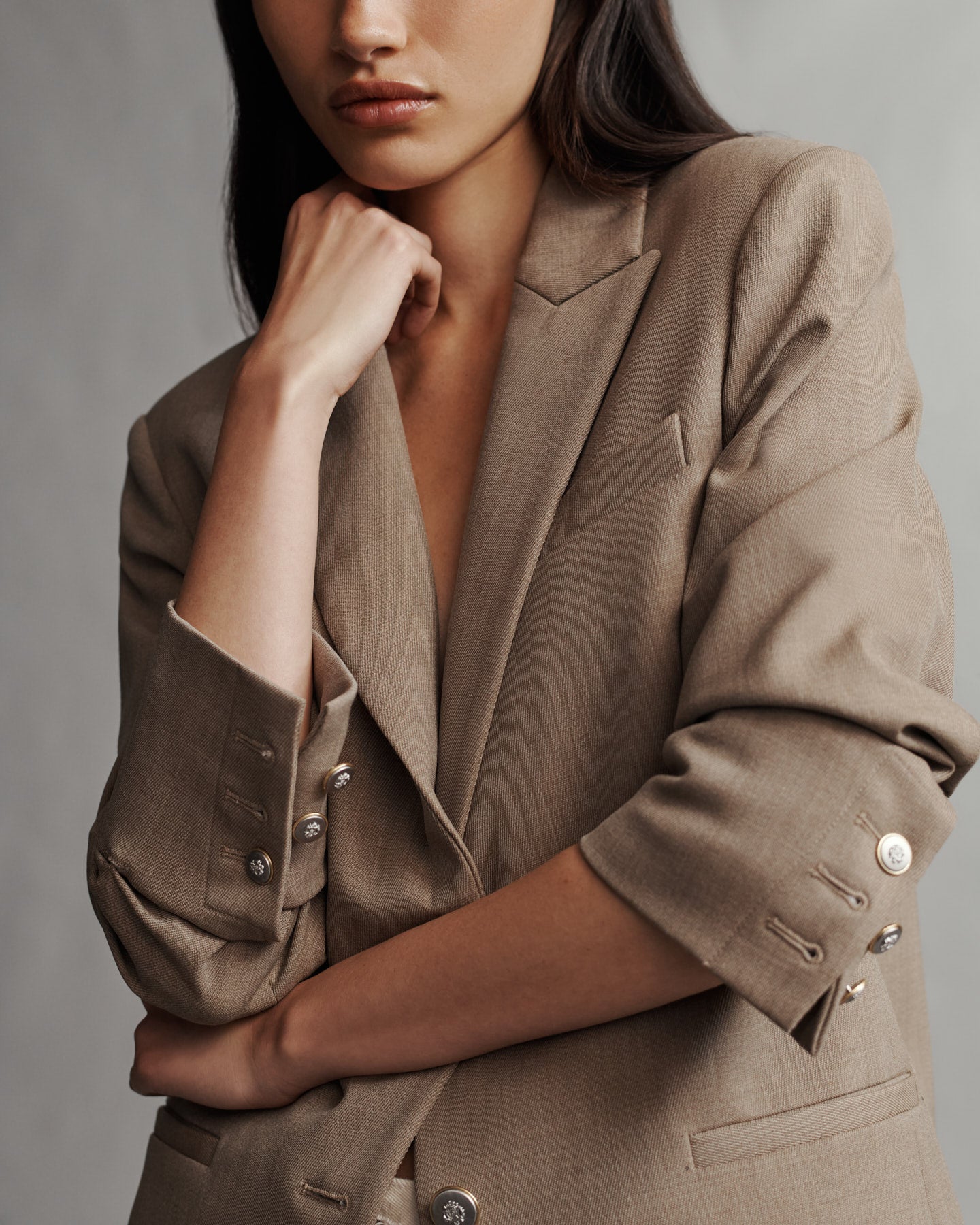 TWP Sandstone Boyfriend Blazer in Light Wool Suiting view 2