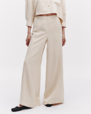 Demie Pant in Coated Viscose Linen