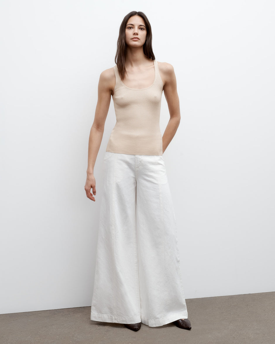 TWP Wheat Knit Tank in Cotton Silk view 6