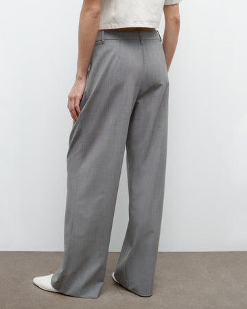 TWP Medium heather grey Eva Pant with Tux Pleat in Ultrafine Stretch Suiting view 6