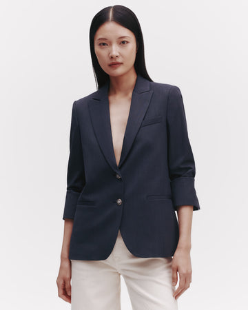 TWP Indigo Boyfriend Blazer in Wool Twill view 2