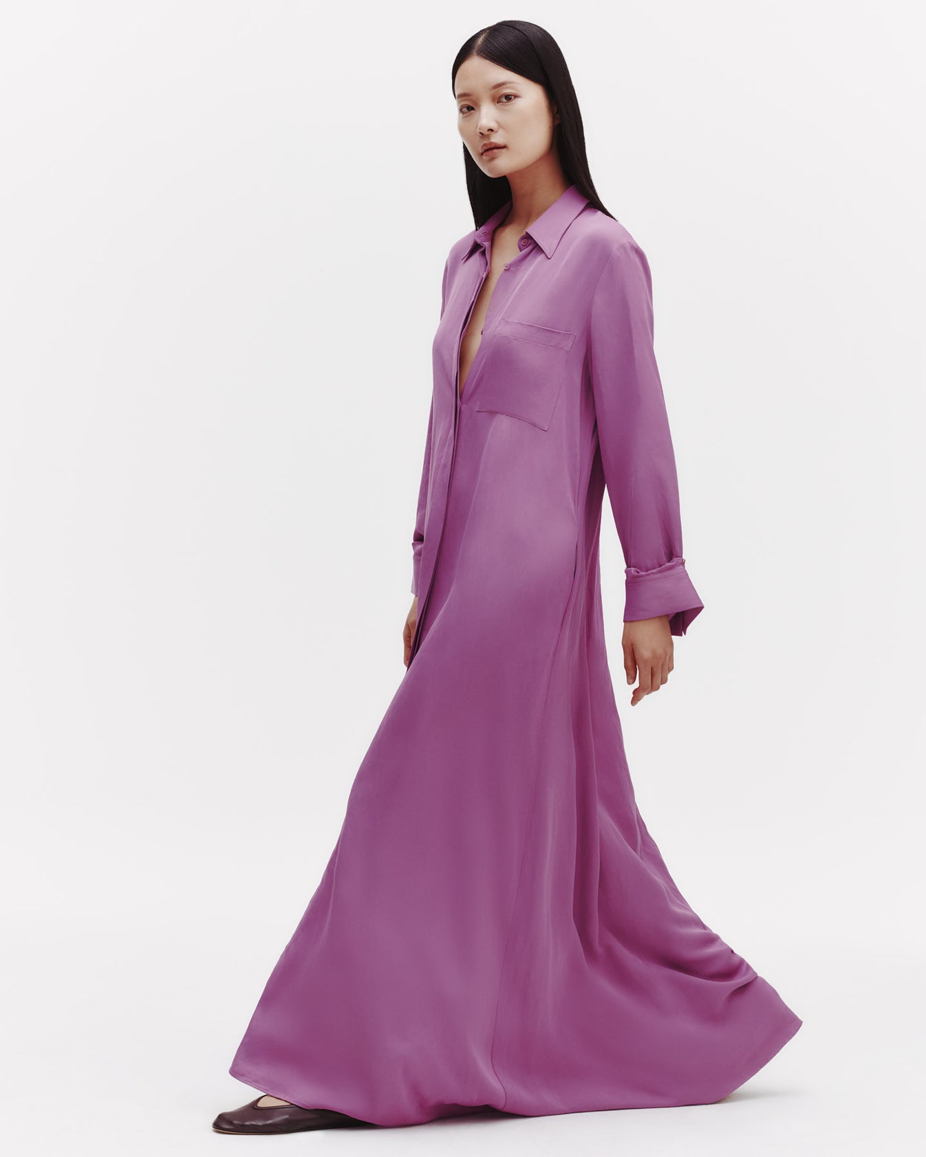 TWP Lilac Jennys Gown in Coated Viscose Linen view 2