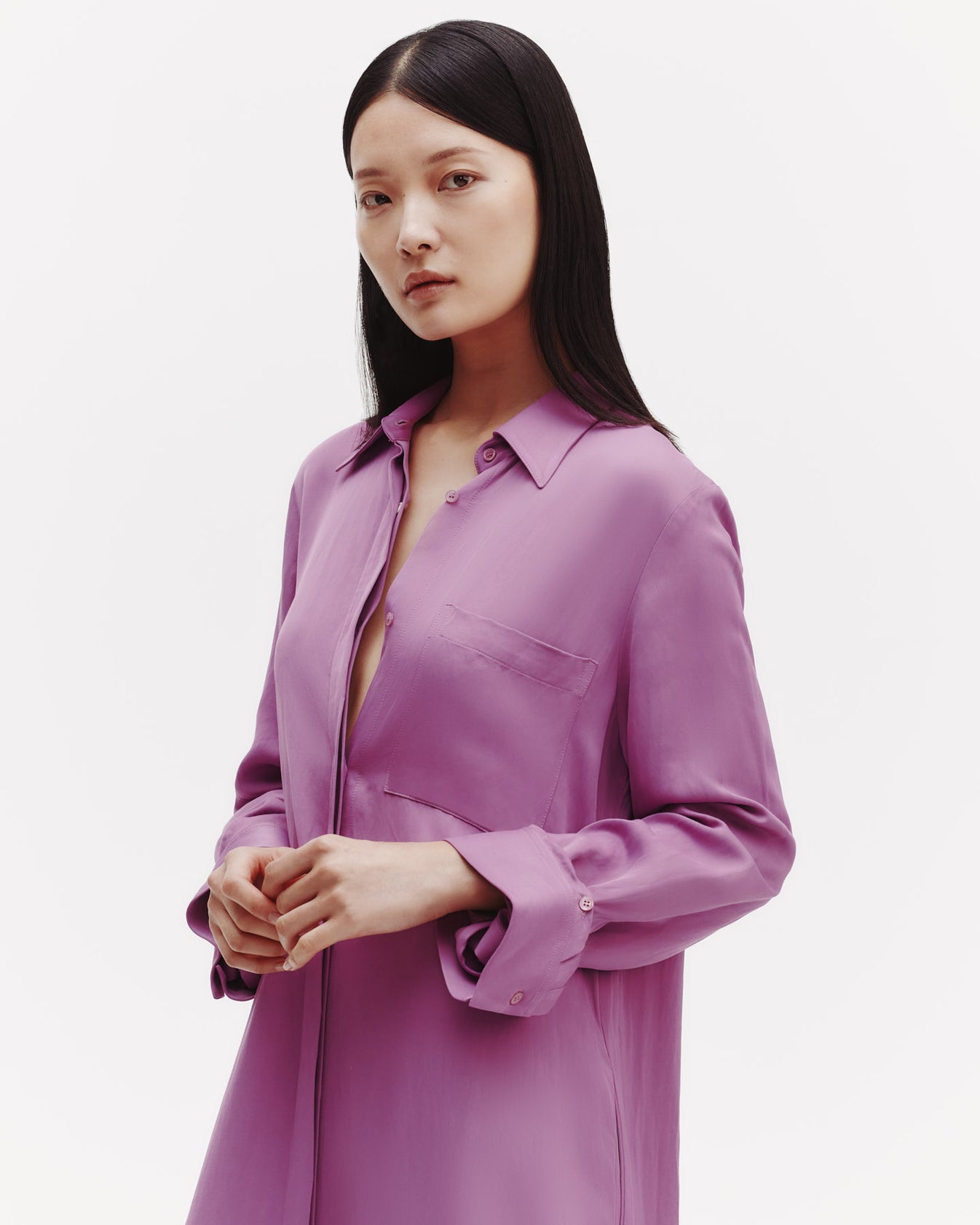 TWP Lilac Jennys Gown in Coated Viscose Linen view 3