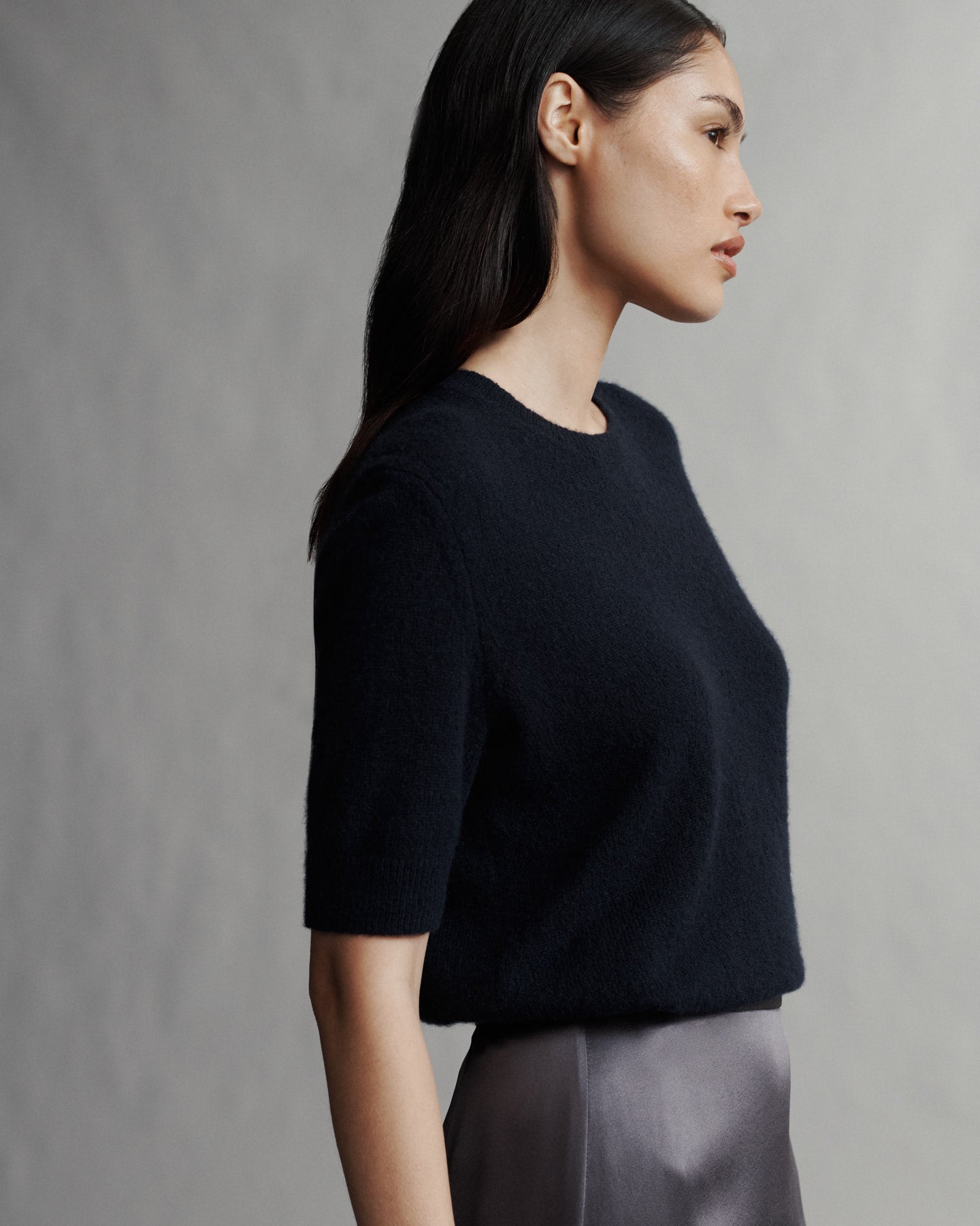 TWP Midnight Audrey Crewneck in Nubby Cashmere view 1